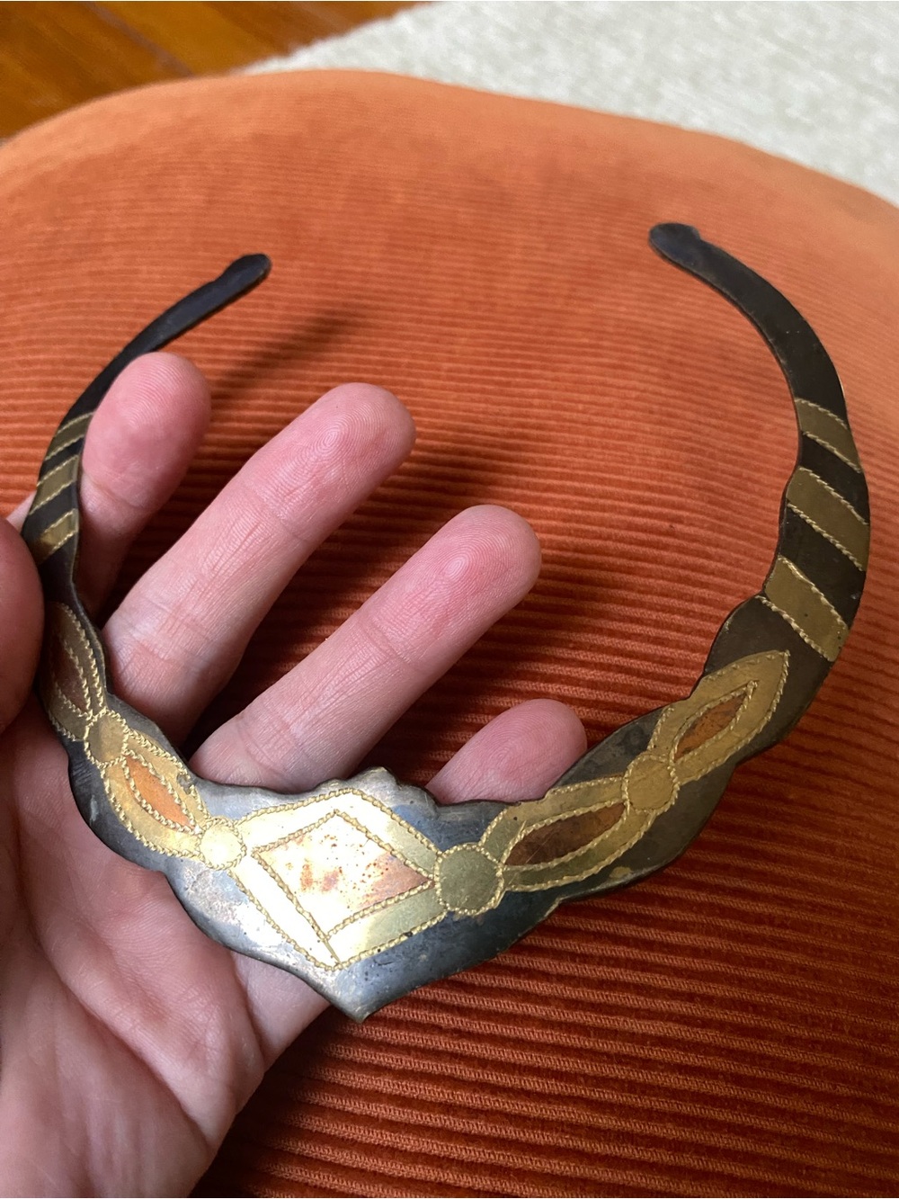 Vintage Made In India Ornate Metal Choker Necklace